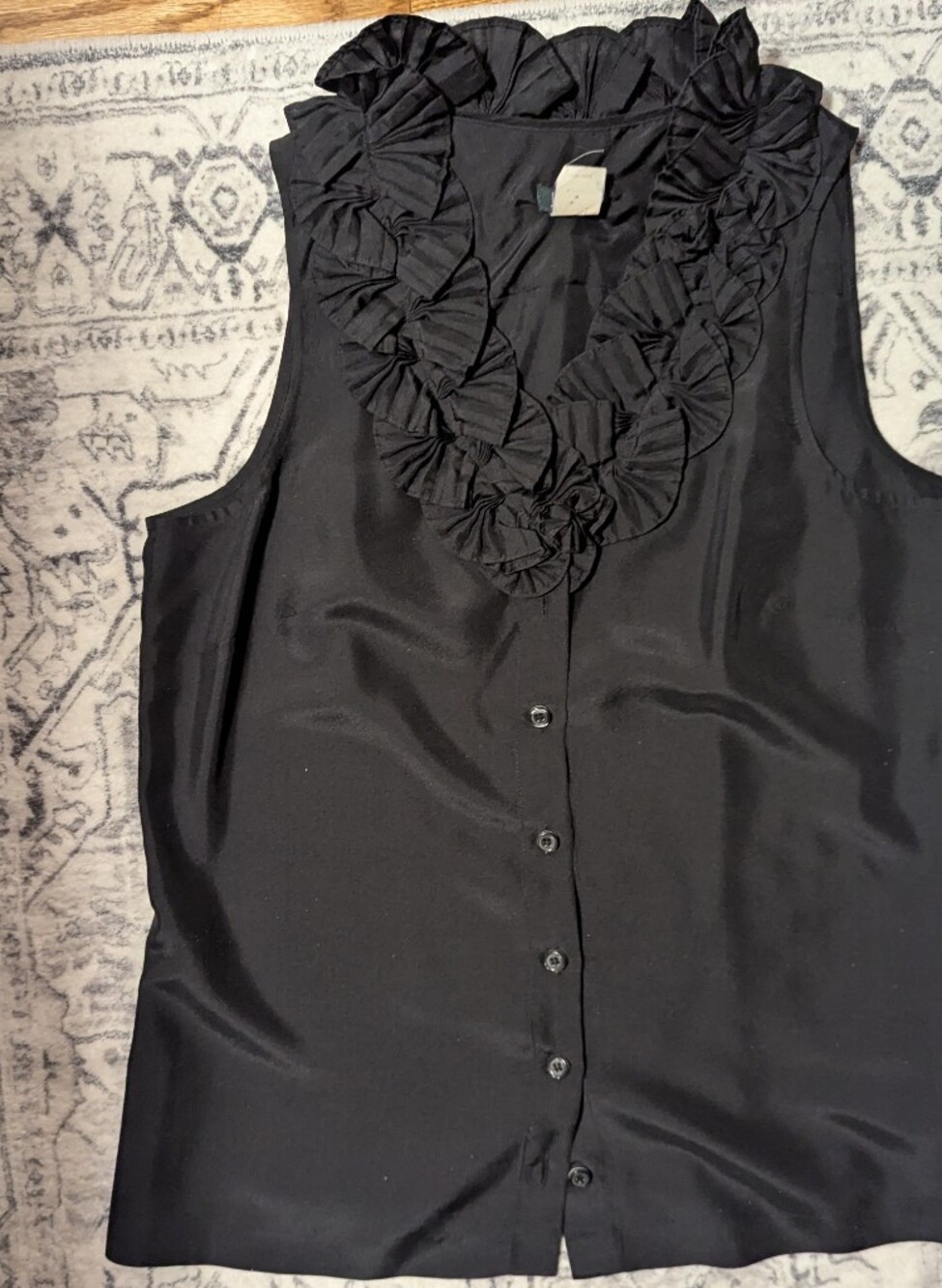 J. Crew Black Ruffled Snap-Front Women's Top